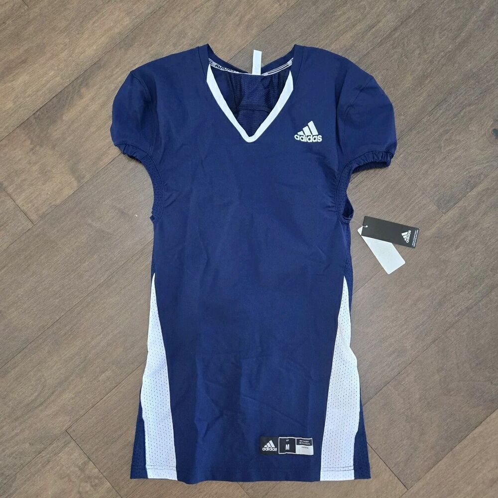 ADIDAS PRIMENIT Performance Navy BLUE WHITE FOOTBALL JERSEY M $95 NEW